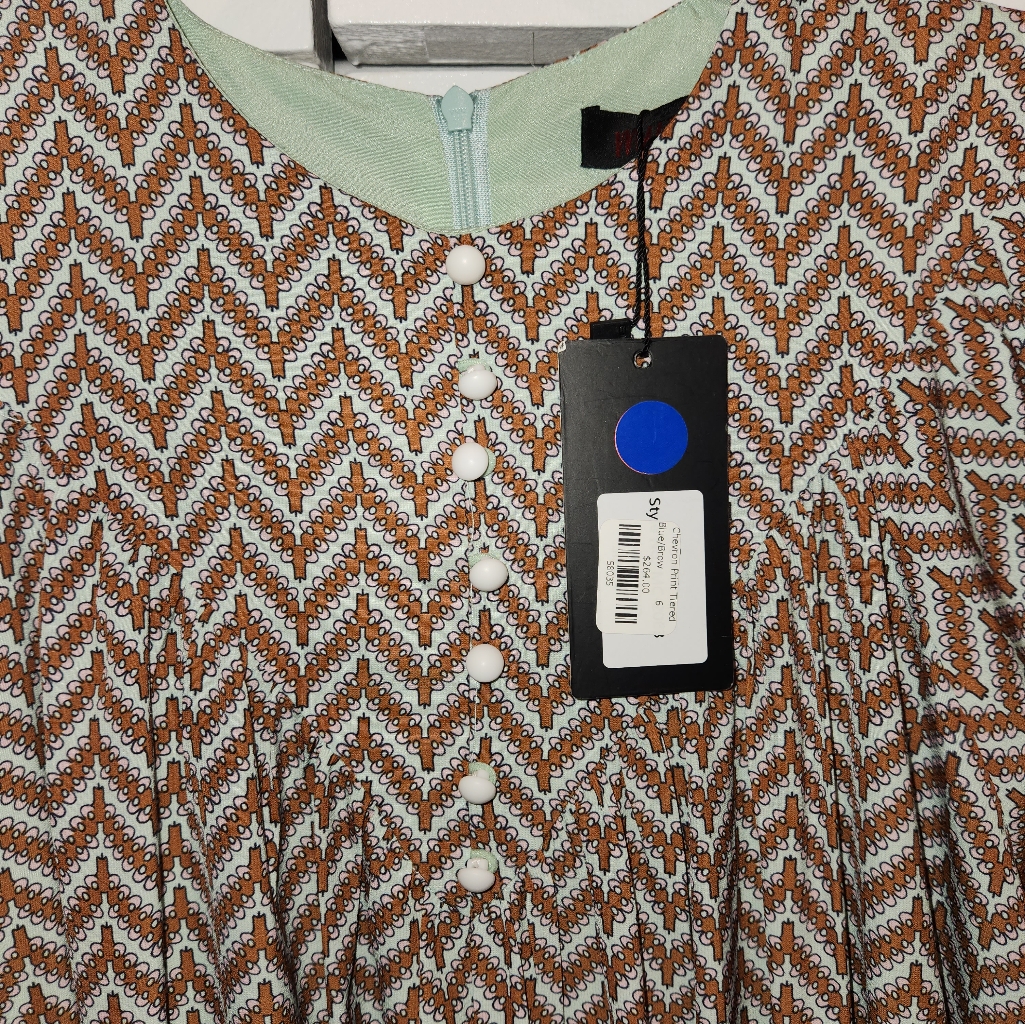 Muse Couture Chevron Print Tiered Dress